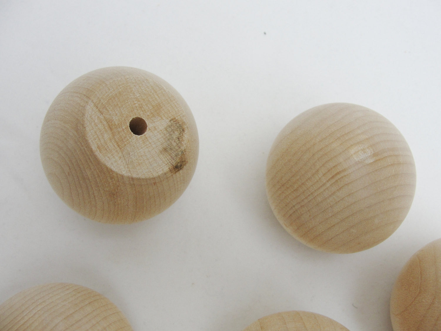 Wooden ball knob 1.75" (1 3/4") solid wood set of 6 - Wood parts - Craft Supply House