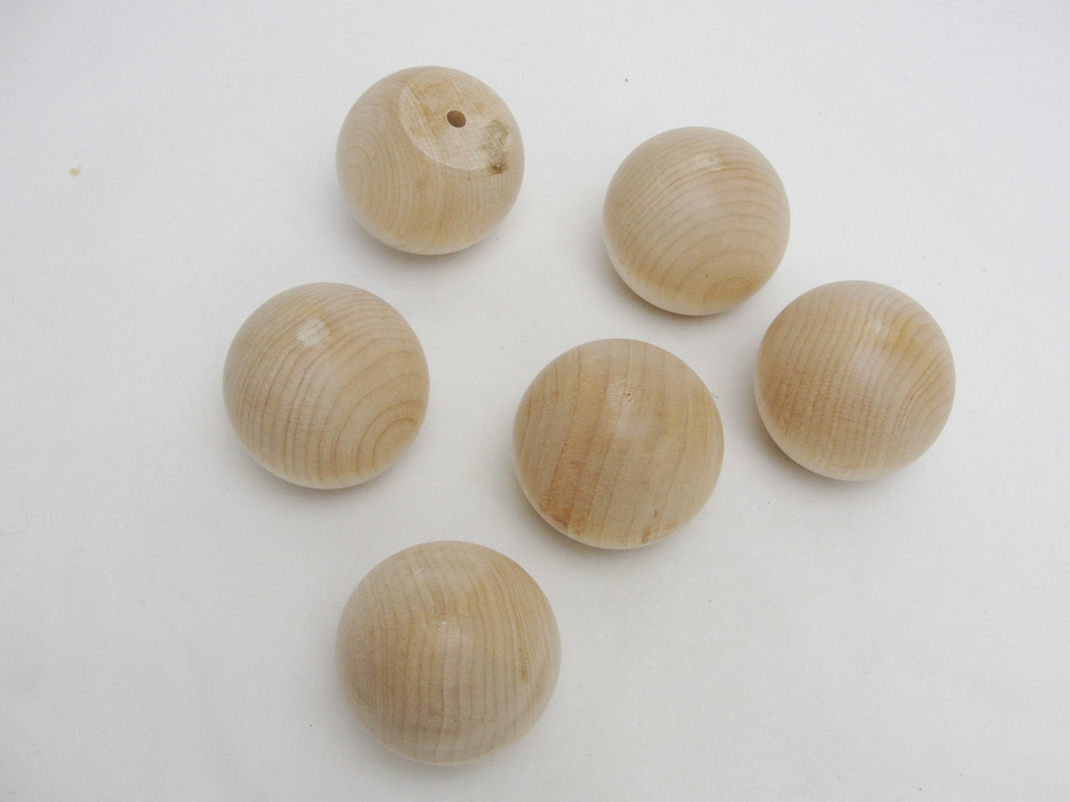 Wooden ball knob 1.75" (1 3/4") solid wood set of 6 - Wood parts - Craft Supply House