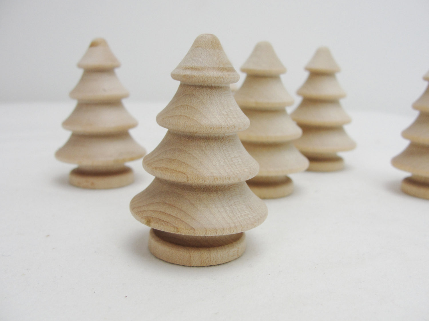 Turned wooden 3 dimensional tree 2" set of 6 - Wood parts - Craft Supply House