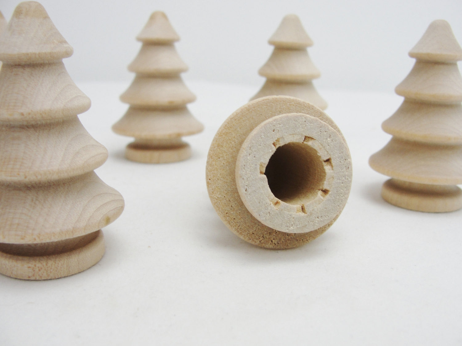Turned wooden 3 dimensional tree 2" set of 6 - Wood parts - Craft Supply House