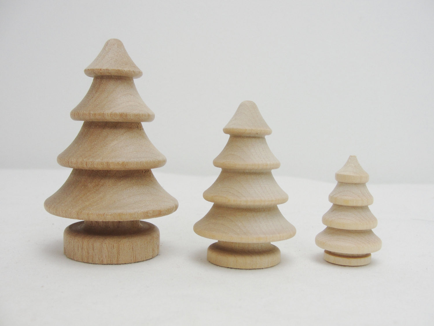 Wooden 3 dimensional turned trees 2 each of 3 sizes - Wood parts - Craft Supply House