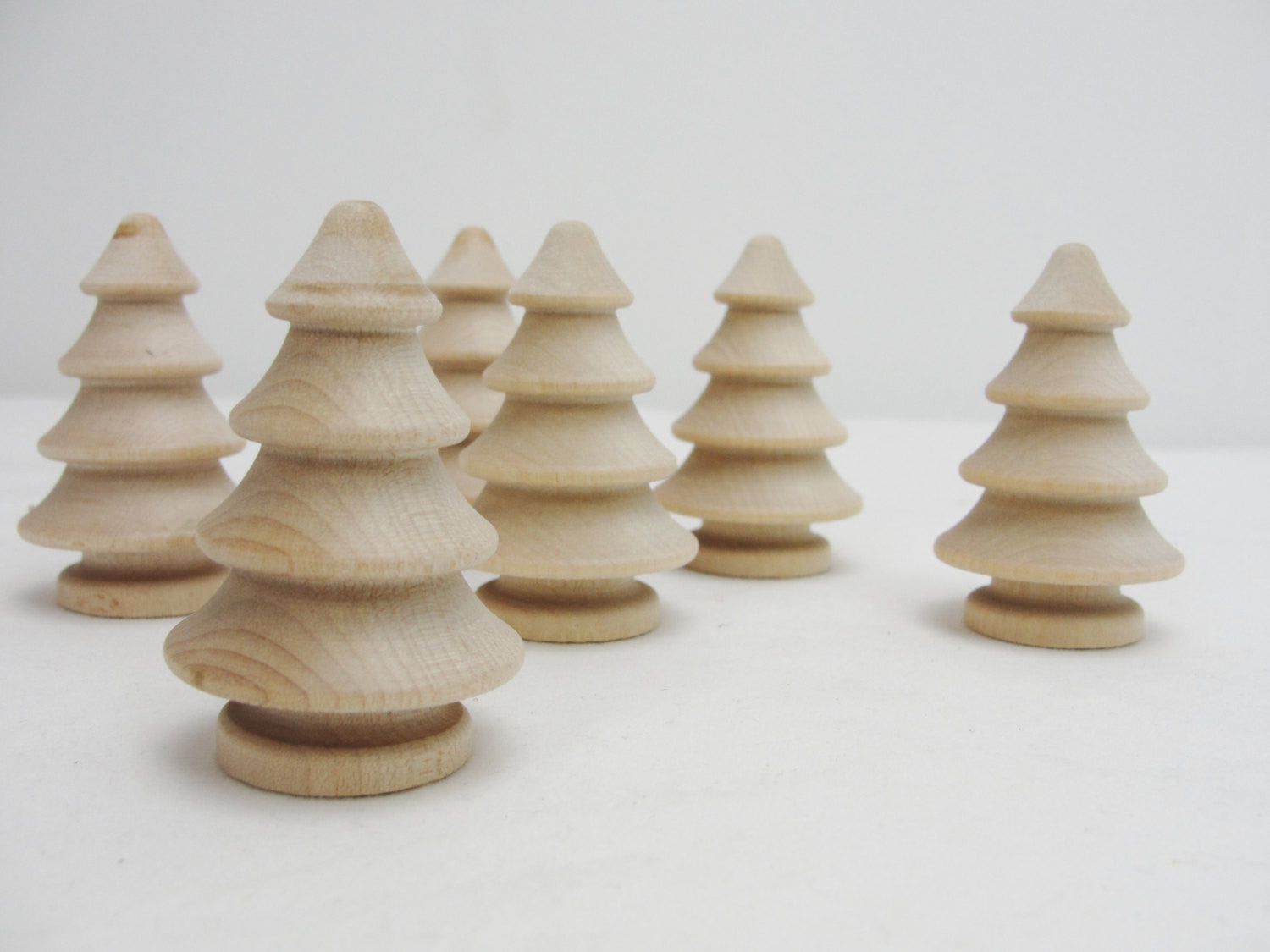 Turned wooden 3 dimensional tree 2" set of 6 - Wood parts - Craft Supply House