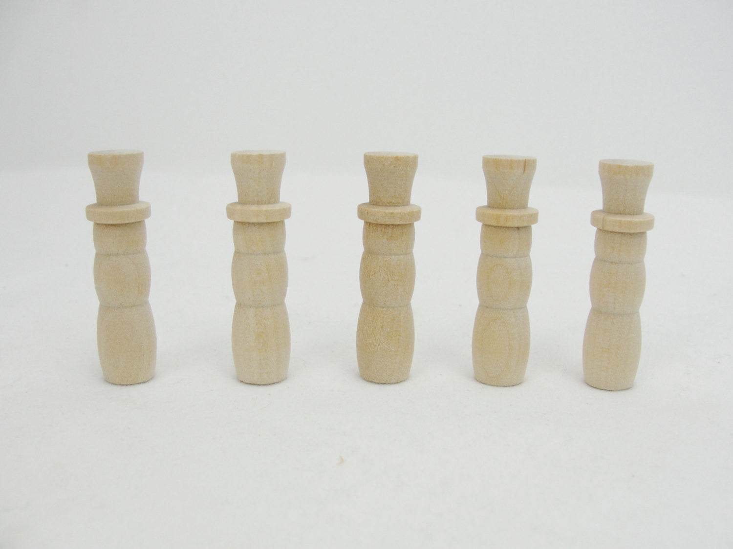 Mini Wooden skinny Snowman 1 9/16" tall set of 5 - Wood parts - Craft Supply House