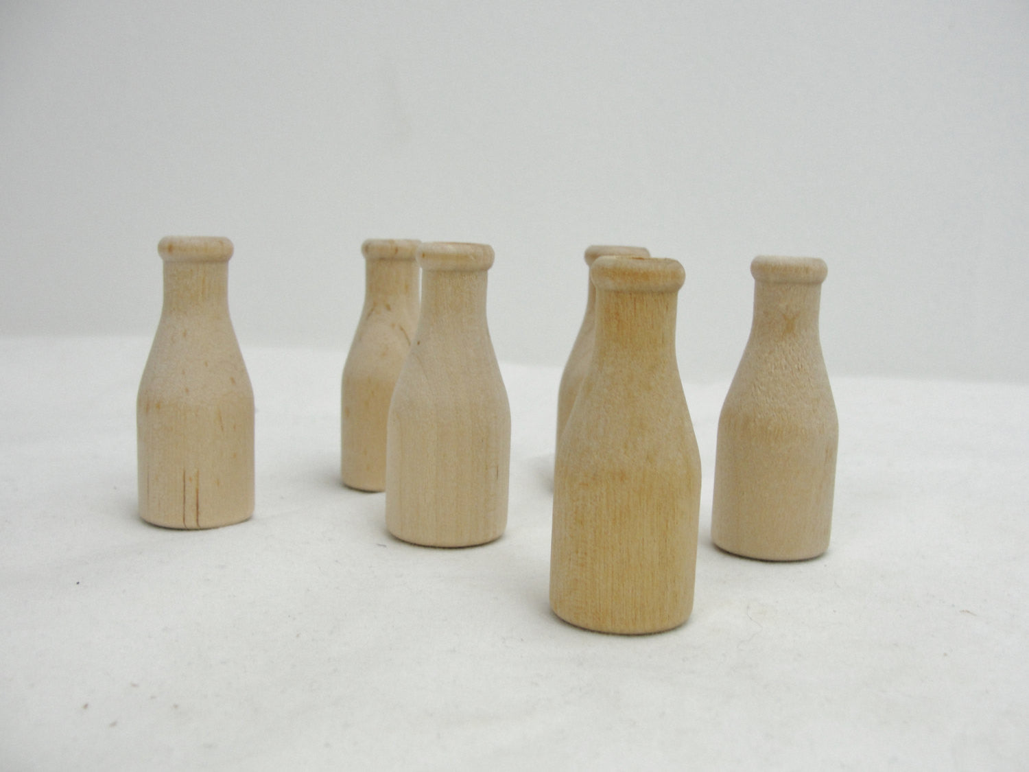Small wooden milk bottle set of 6 - Wood parts - Craft Supply House