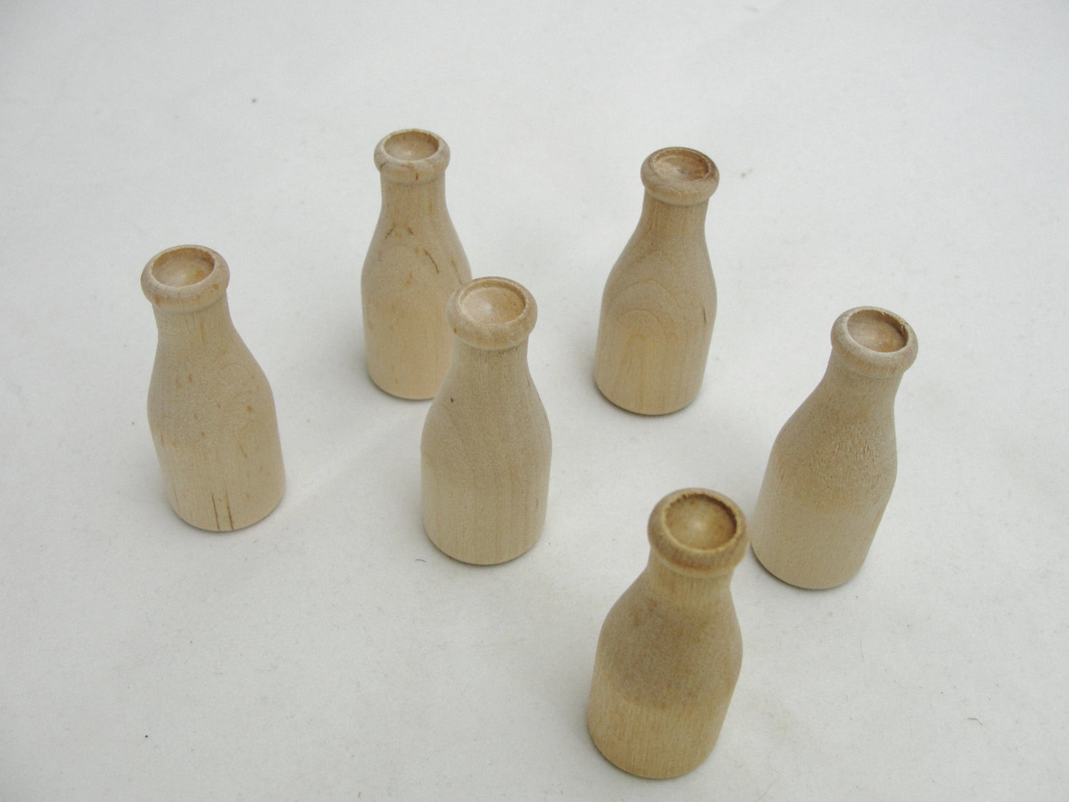 Small wooden milk bottle set of 6 - Wood parts - Craft Supply House