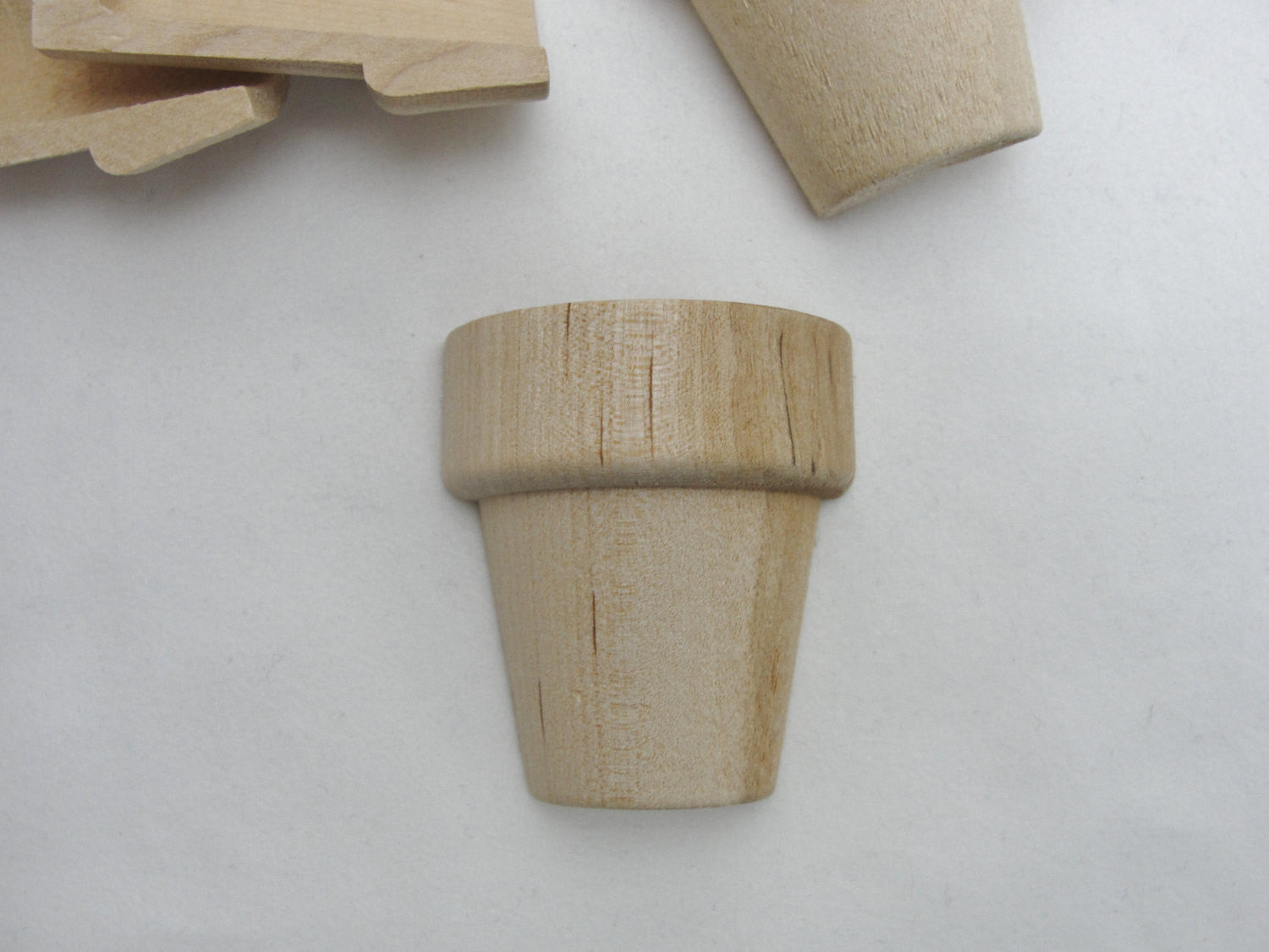 Split wooden flower pot miniature 2" tall set of 6 pieces - Wood parts - Craft Supply House