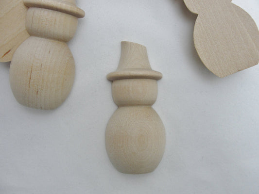 Split wooden Snowman 2 7/8" tall set of 6 - Wood parts - Craft Supply House