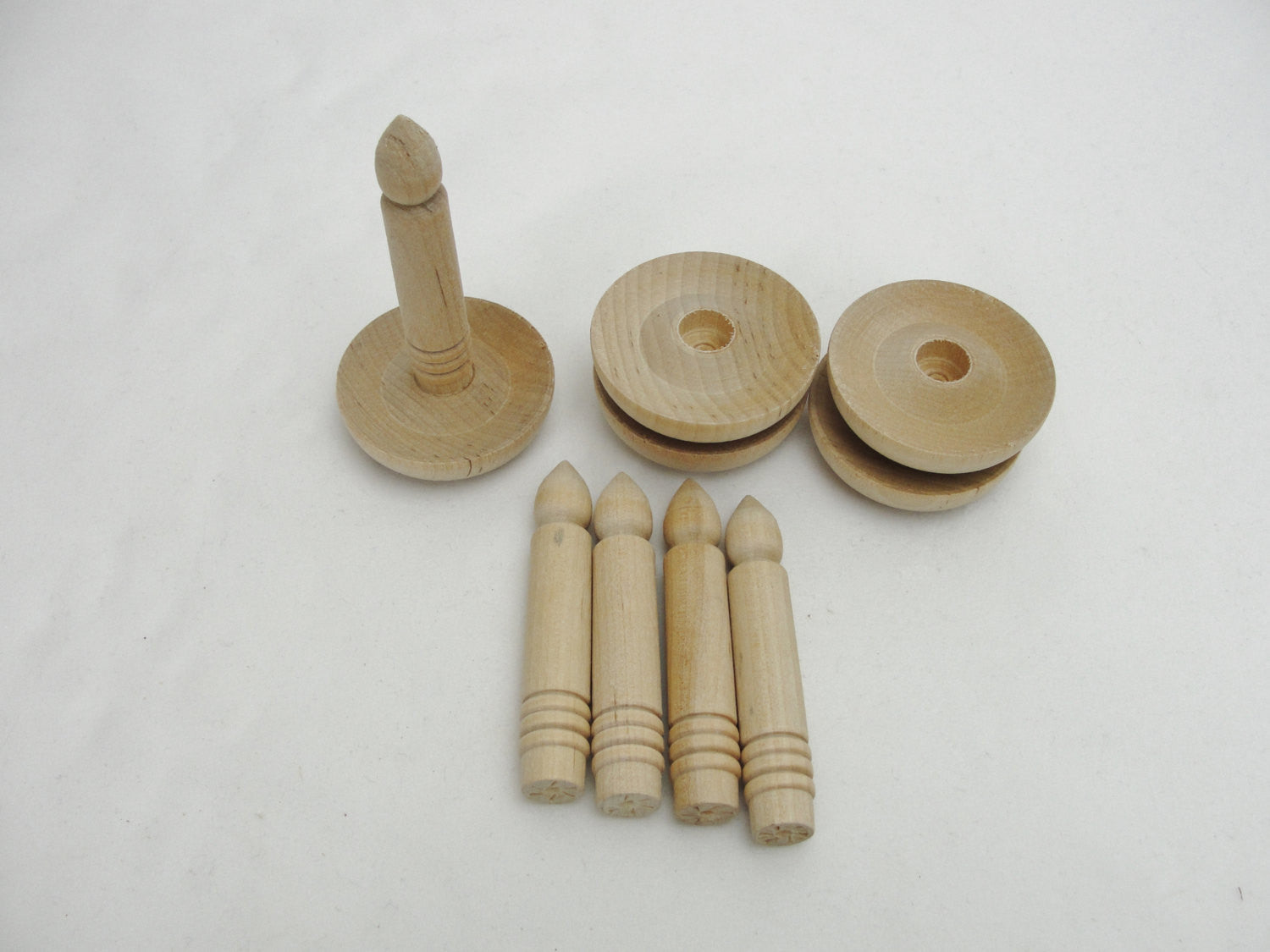 Wooden candle Christmas ornament set of 5 - Wood parts - Craft Supply House