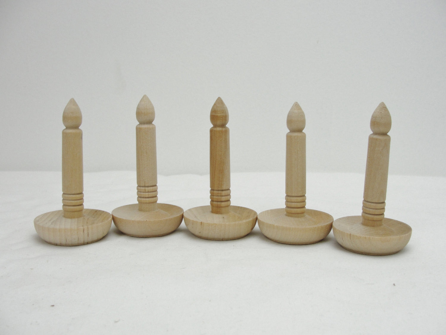 Wooden candle Christmas ornament set of 5 - Wood parts - Craft Supply House