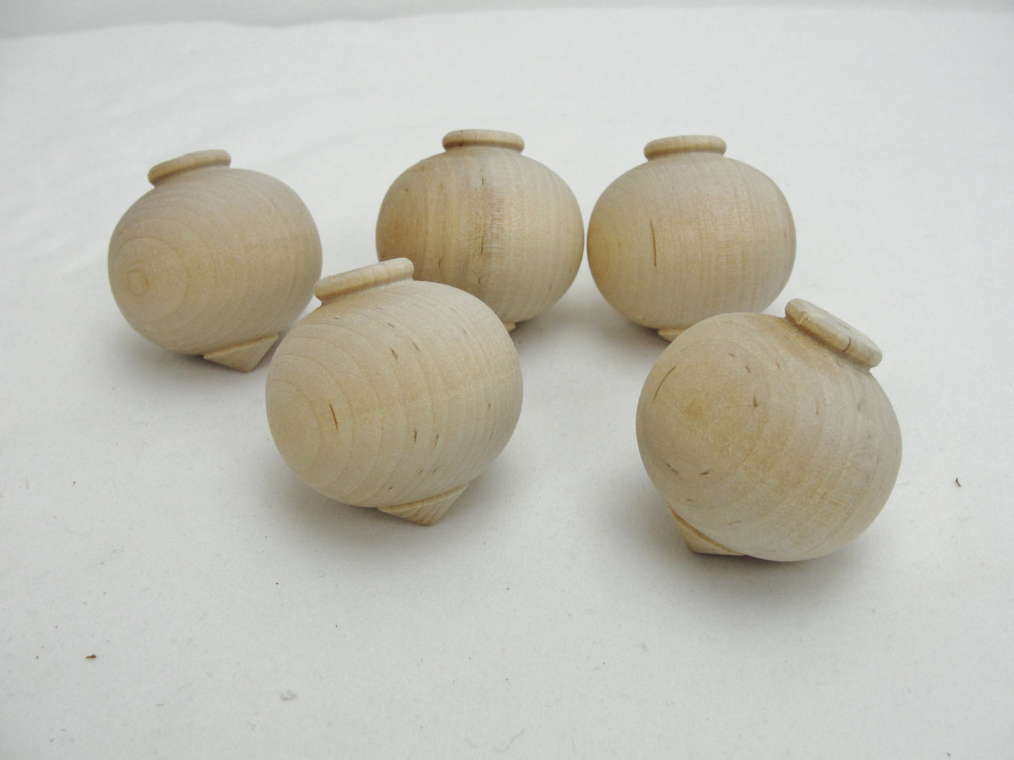 Small wooden turned ornament set of 5 - Wood parts - Craft Supply House