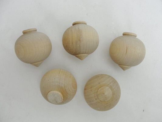 Small wooden turned ornament set of 5 - Wood parts - Craft Supply House