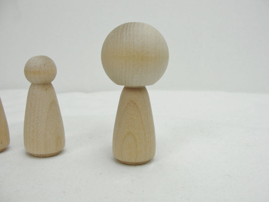 Wooden Kokeshi doll DIY set of 6 - Wood parts - Craft Supply House