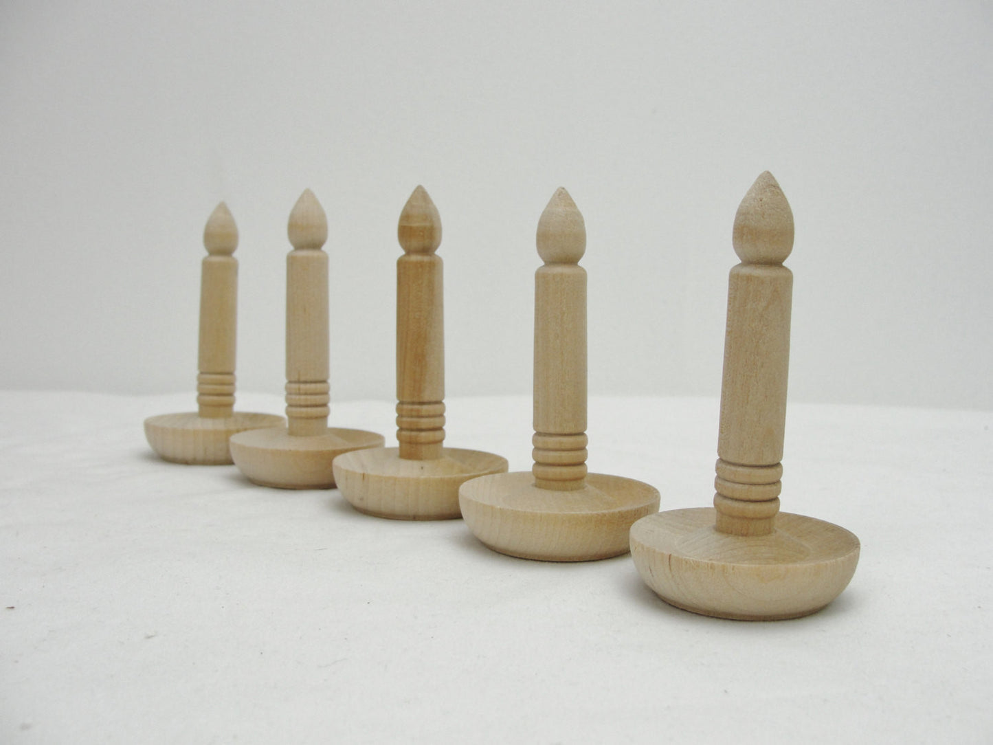 Wooden candle Christmas ornament set of 5 - Wood parts - Craft Supply House