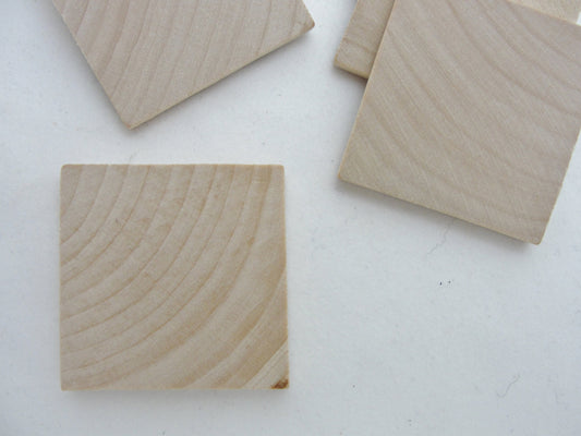 Wooden square tiles 1.5 inch (1 1/2") by 3/16" thick set of 12 - Wood parts - Craft Supply House