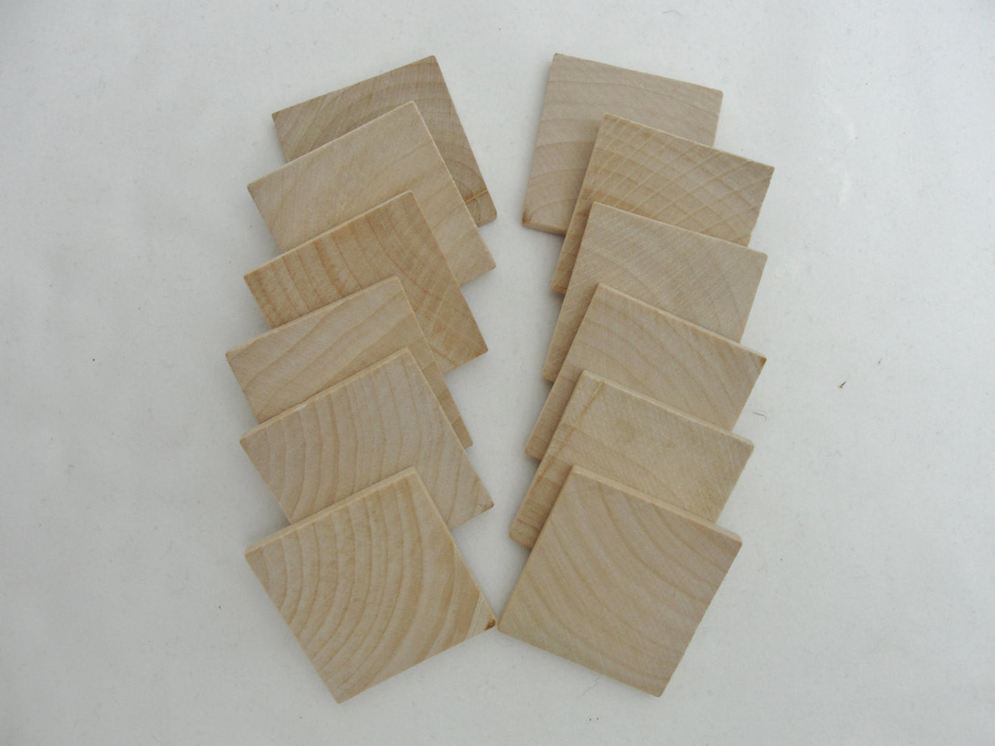 Wooden square tiles 1.5 inch (1 1/2") by 3/16" thick set of 12 - Wood parts - Craft Supply House
