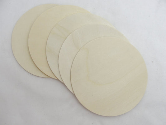 Large Wooden 4 inch discs Circles 1/8" thick set of 5 - Wood parts - Craft Supply House