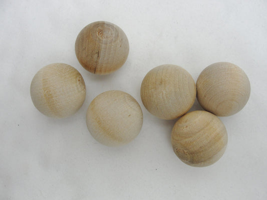 Wooden ball 1" (1 inch) solid wood set of 6 - Wood parts - Craft Supply House