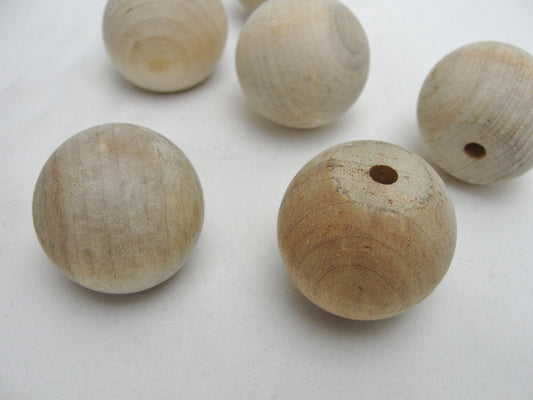 Wooden ball knob 1.5" (1 1/2") solid wood set of 6 - Wood parts - Craft Supply House