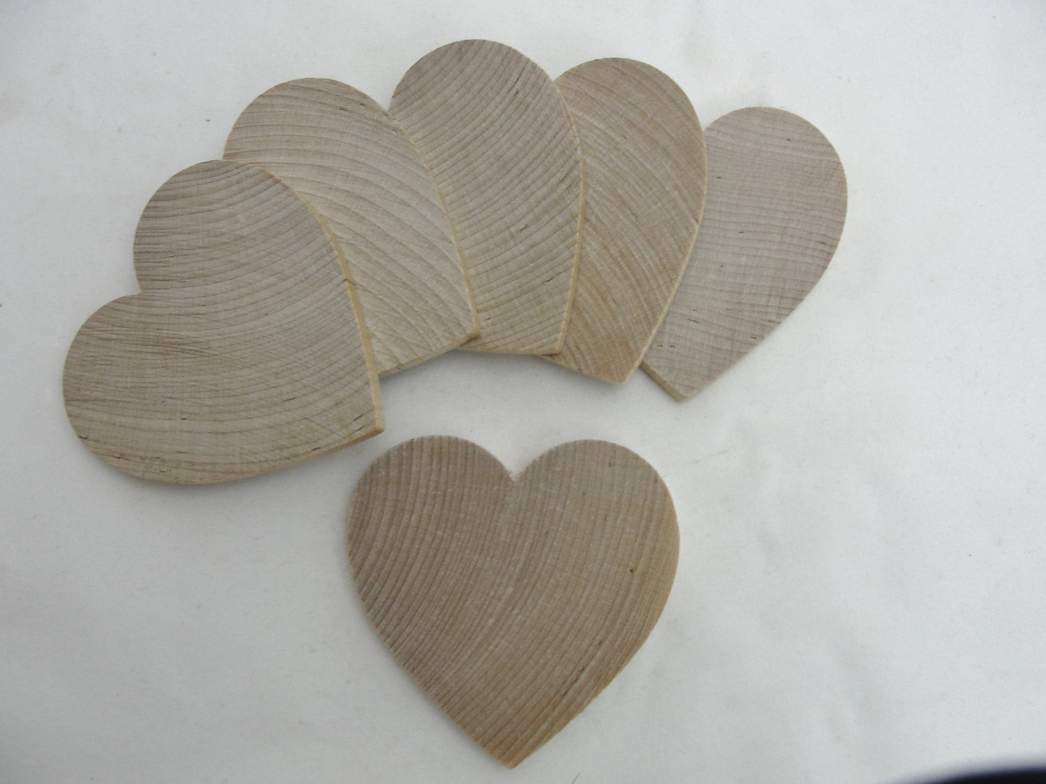 6 Wooden hearts 3 inch (3") wide 1/4" thick - Wood parts - Craft Supply House