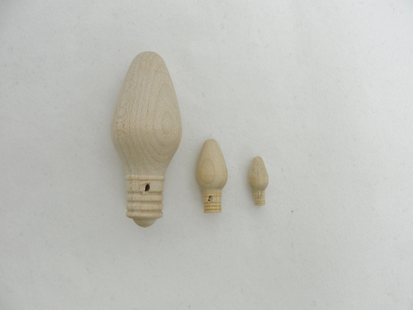 2" Wooden Christmas tree light ornament with hole set of 5 - Wood parts - Craft Supply House