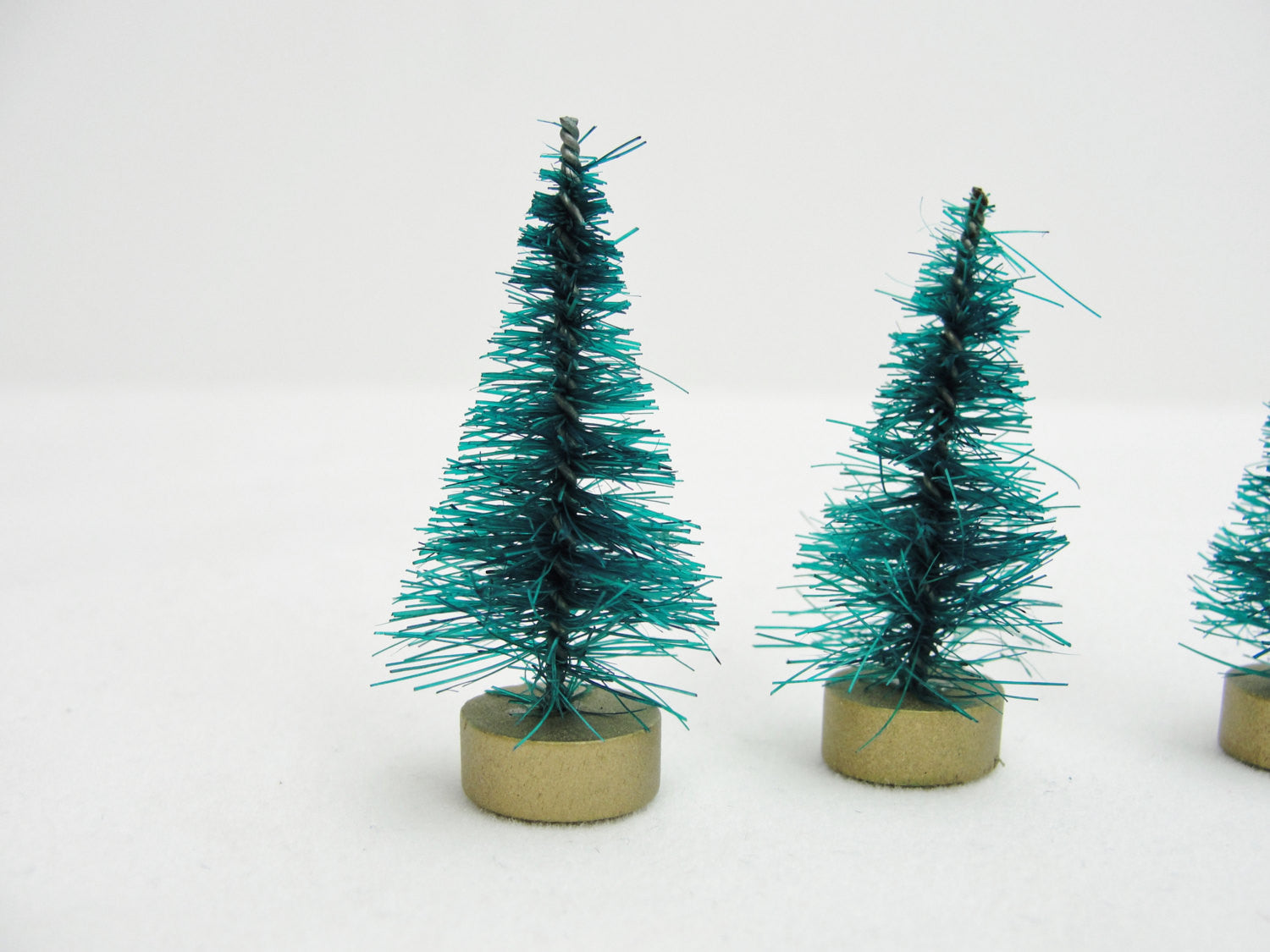 Green bottle brush sisal trees 1.5" tall set of 4 - General Crafts - Craft Supply House