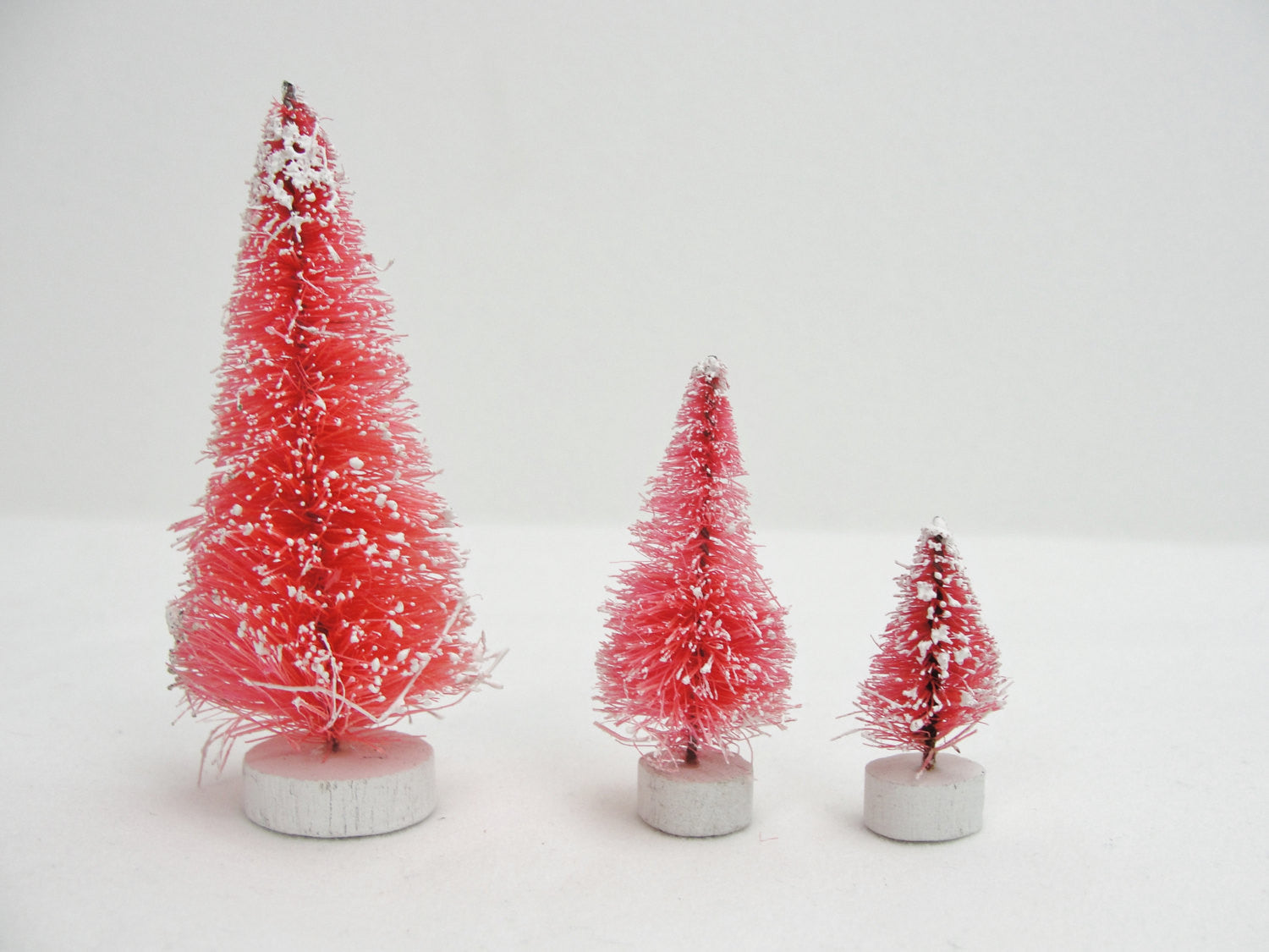Frosted Pink bottle brush sisal trees 1.25" tall set of 3 - General Crafts - Craft Supply House