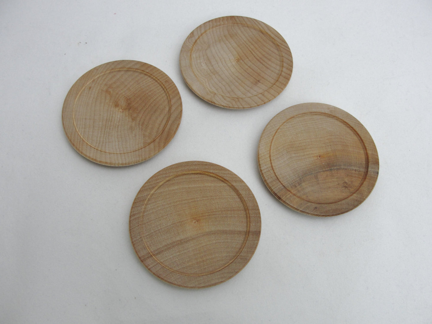 Miniature wooden plate 2 1/2" (2.5"), doll tea party wood plate, set of 4