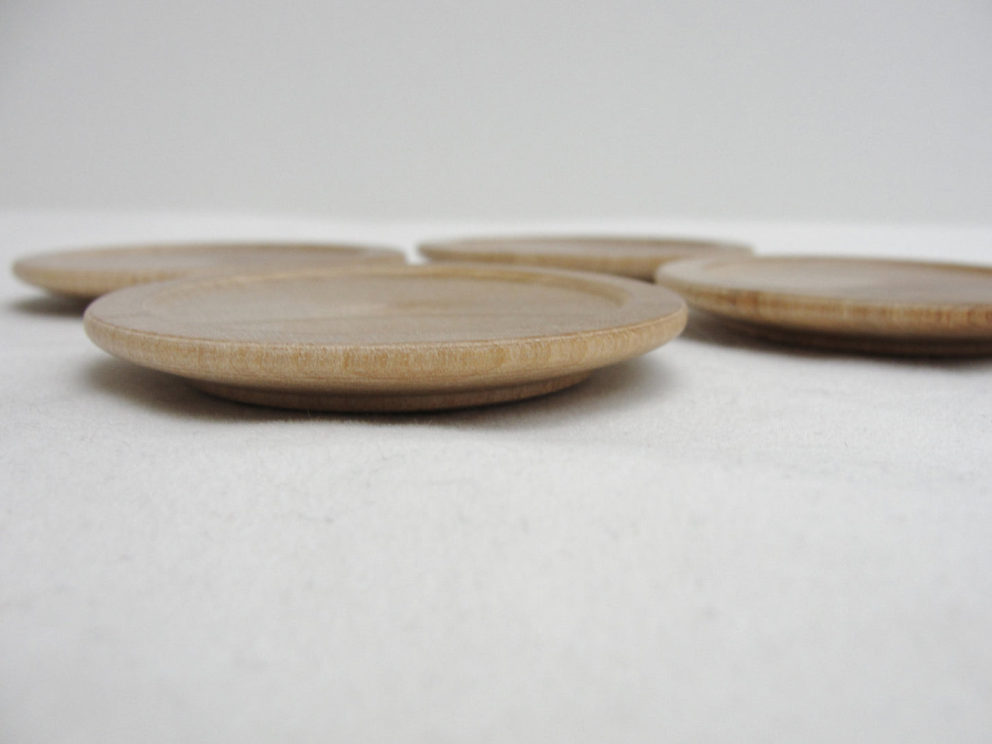 Miniature wooden plate 2 1/2" (2.5"), doll tea party wood plate, set of 4