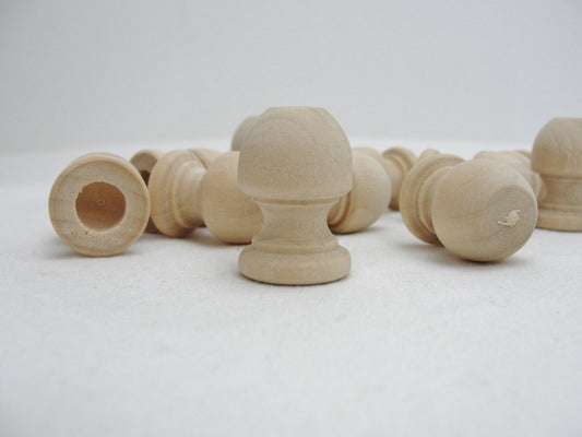 Wooden end cap Finial 1 1/16" tall, 3/4" wide end cap set of 12 - Wood parts - Craft Supply House