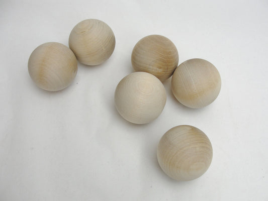 Wooden ball 2" solid wood set of 6 - Wood parts - Craft Supply House