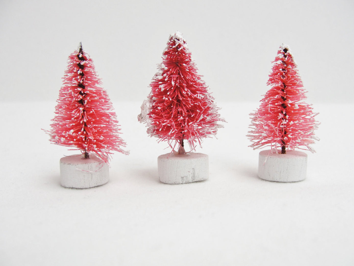 Frosted Pink bottle brush sisal trees 1.25" tall set of 3 - General Crafts - Craft Supply House