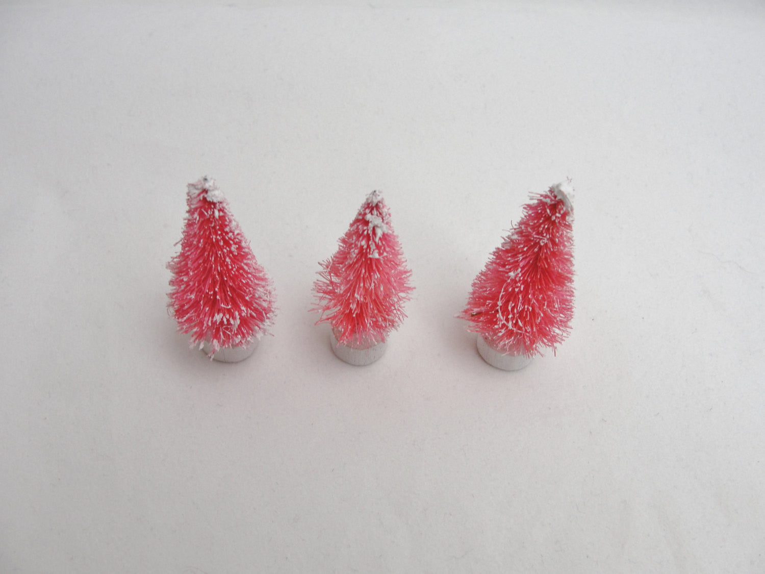 Frosted Pink bottle brush sisal trees 2" tall set of 3 - General Crafts - Craft Supply House