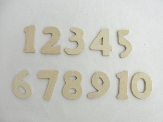 Wooden numbers 1 through 10, diy numbers 1 - 10, unfinished wooden numbers - Wood parts - Craft Supply House