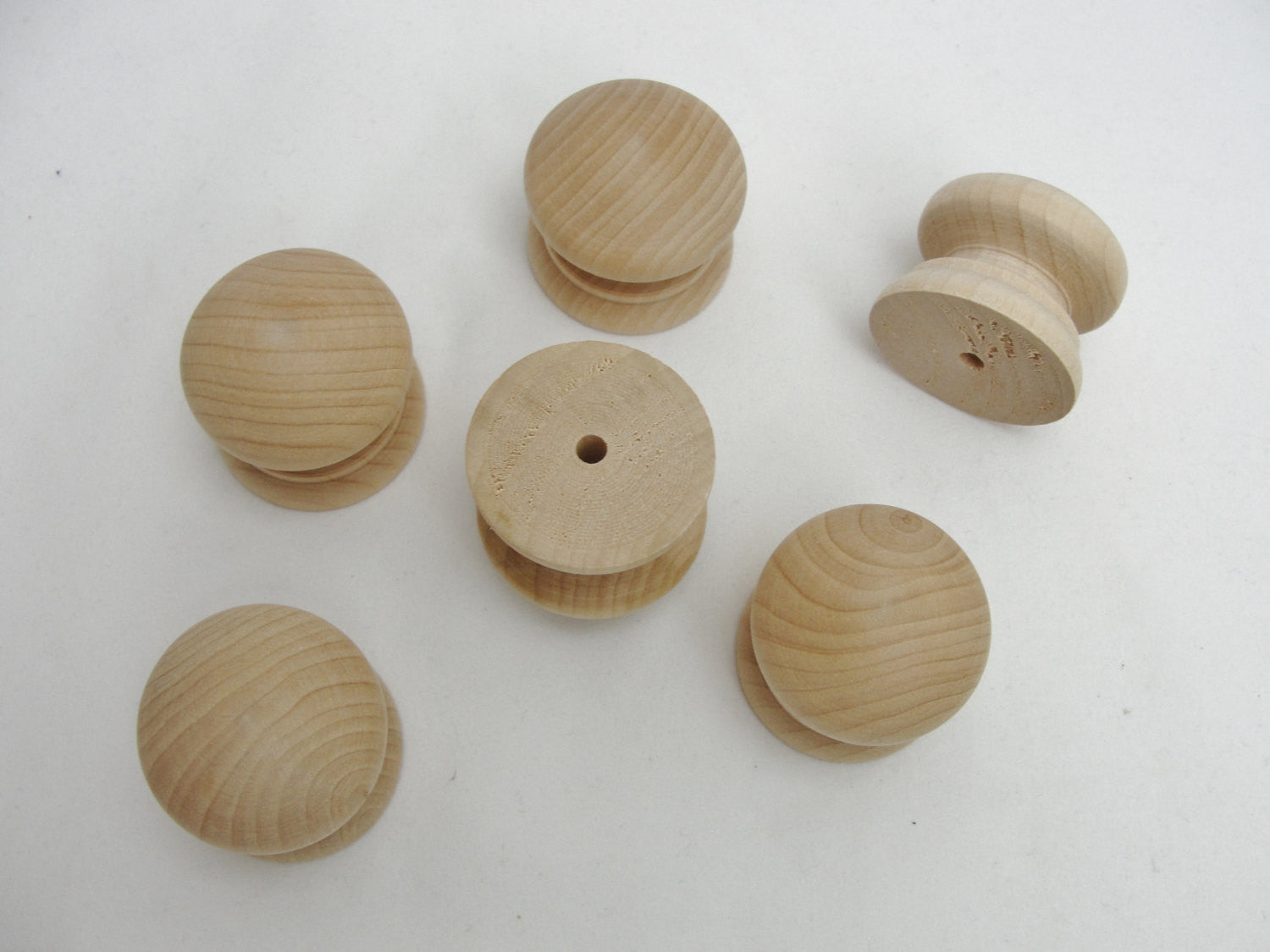6 Wooden British drawer knob 1.5" (1 1/2") - Wood parts - Craft Supply House