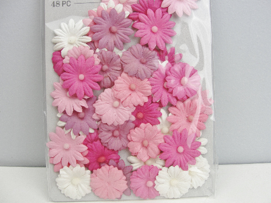 Fabric floral flower embellishments for cards or mixed media art